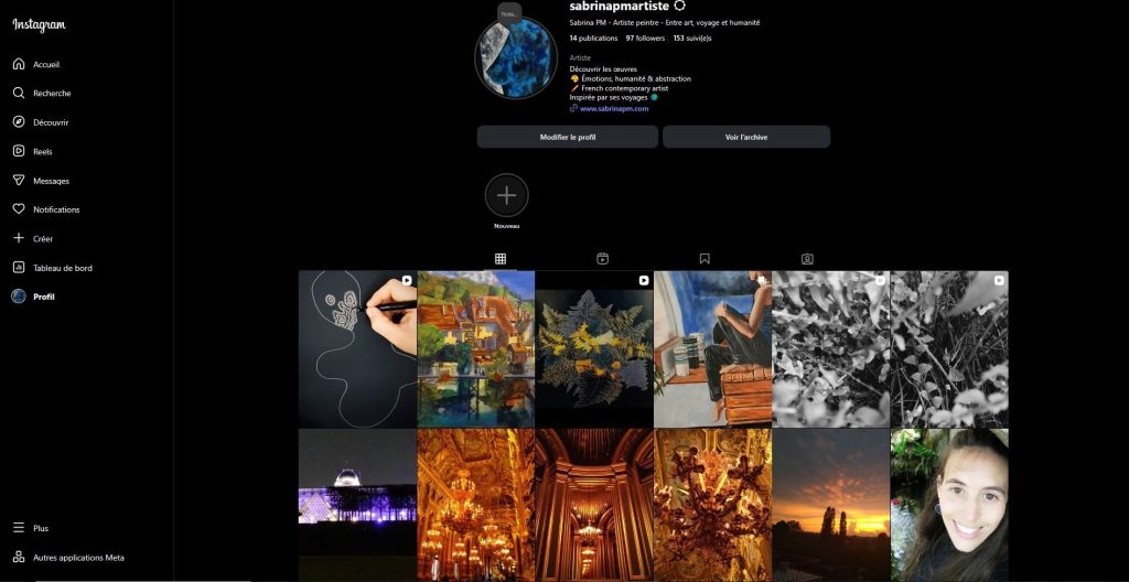 Site instagram de Sabrina PM