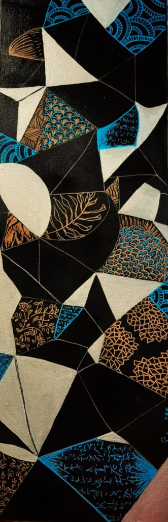 Mosaïque végétale - Formes géométriques en noir et bleu