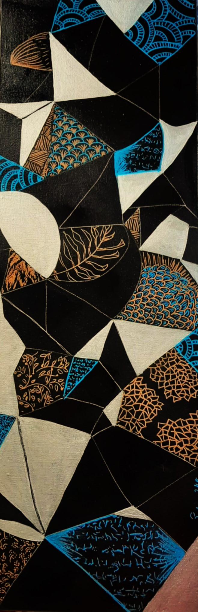 Mosaïque végétale - Formes géométriques en noir et bleu