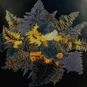 La Fougère - Feuilles colorées sur fond noir.