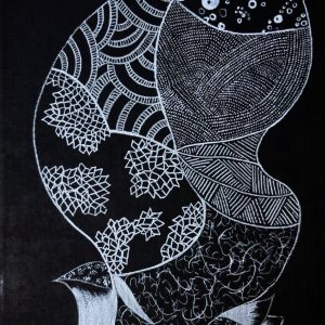 L'oiseau argenté - Abstrait en noir et blanc.