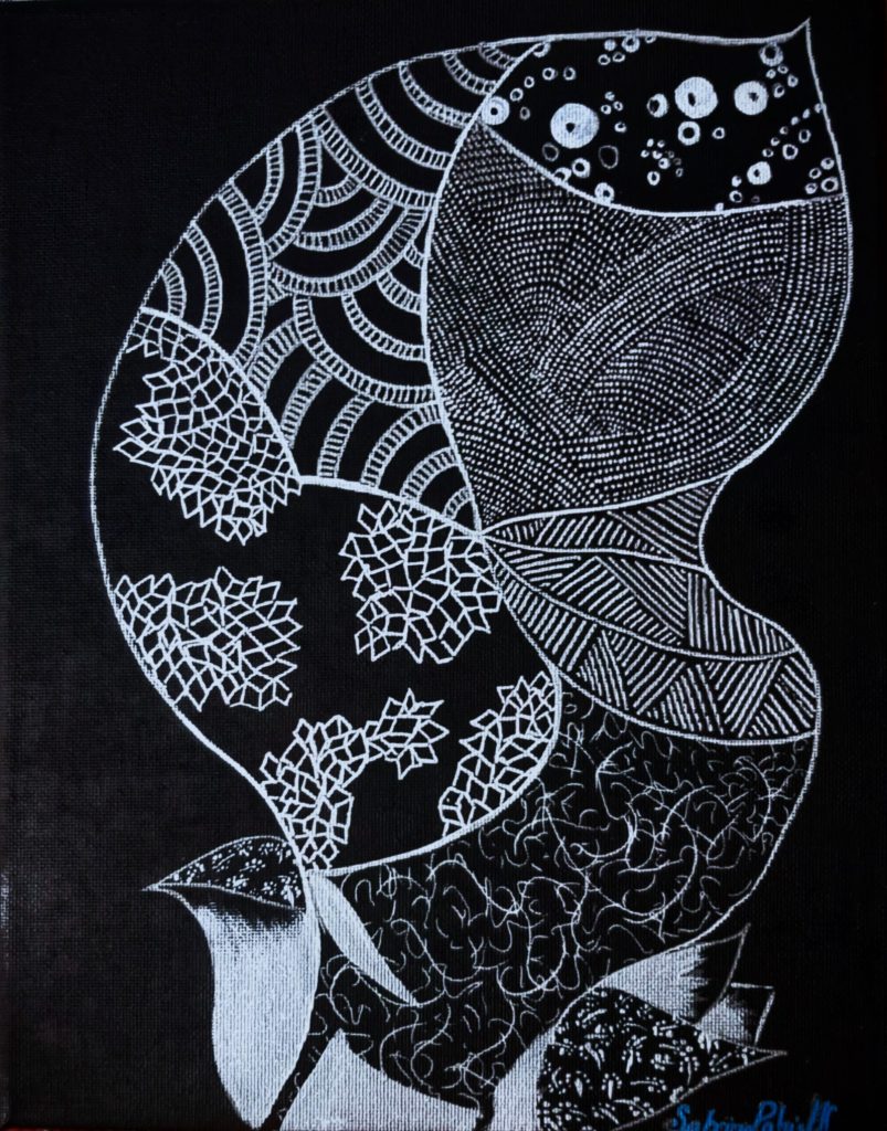 L'oiseau argenté - Abstrait en noir et blanc.